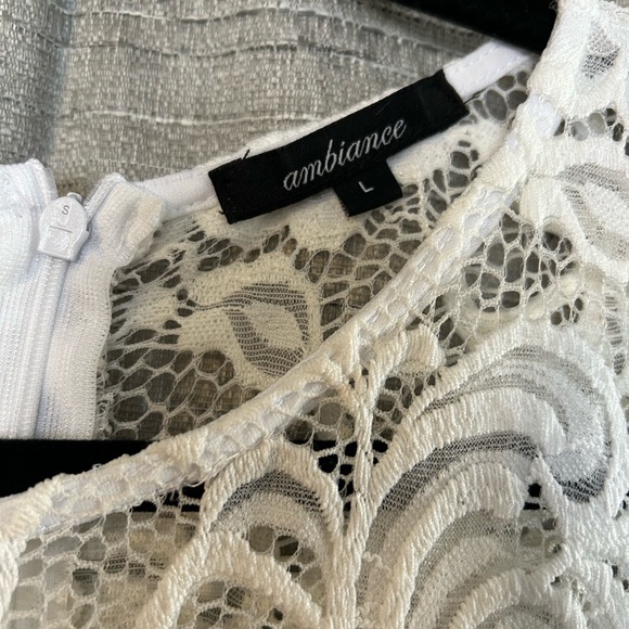 Ambiance White Lace Overlay Dress - Picture 2 of 3